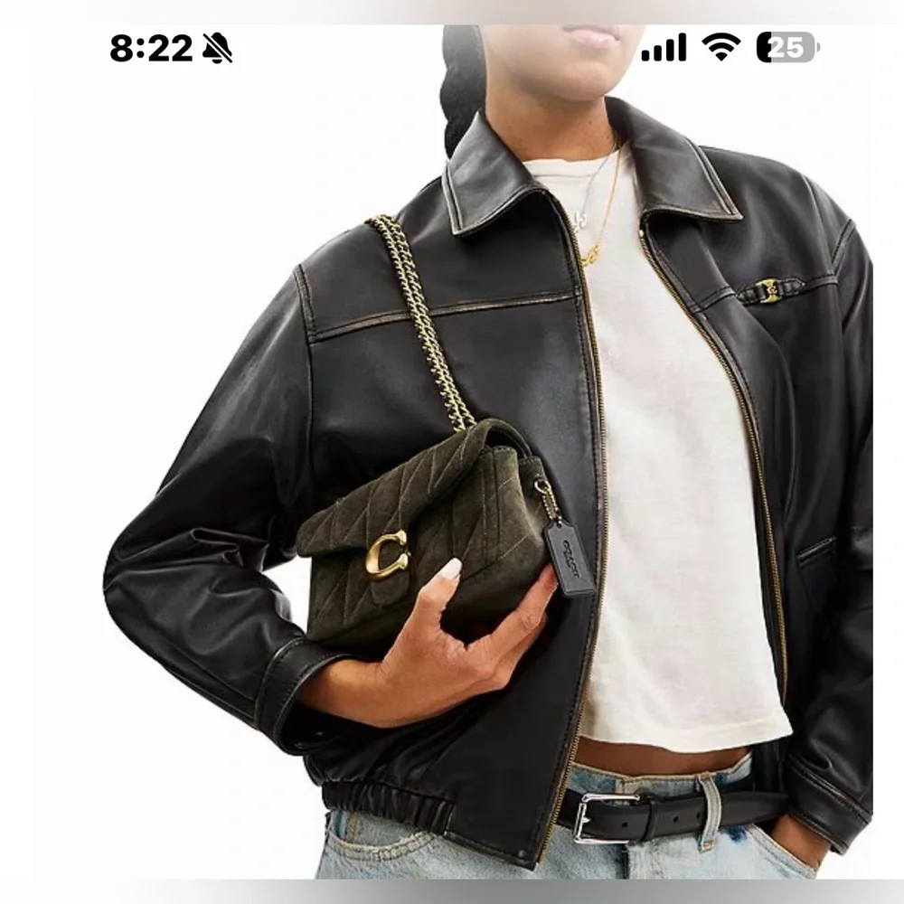 Coach Quilted Shoulder Bag in Dark Green with Gold Chain - Picture 5 of 5